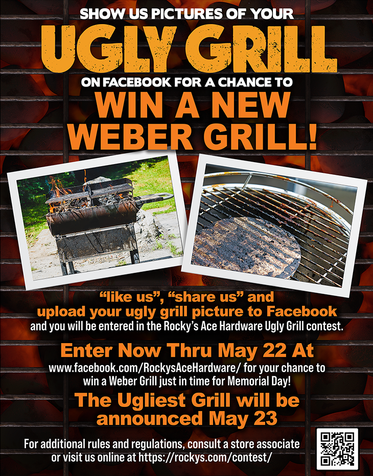 Social Media Contest! Post pictures of your ugly grill to our pinned Facebook post for a chance to win a new Weber Grill.